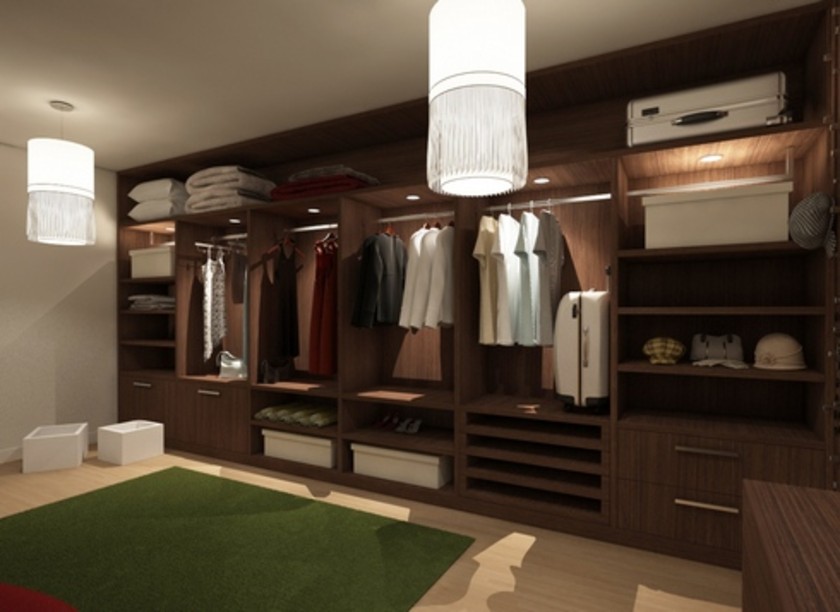 Классическая гардеробная комната из массива с подсветкой Шымкент