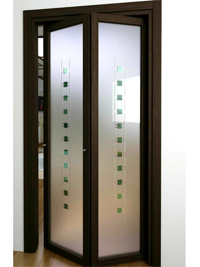 Складные двери гармошка с матовым стеклом Шымкент
